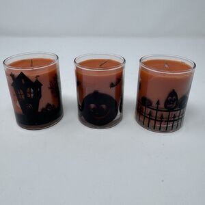 White Barn Spooky Halloween Votive Candle Lot x3 Creamy Caramel Pumpkin NEW
